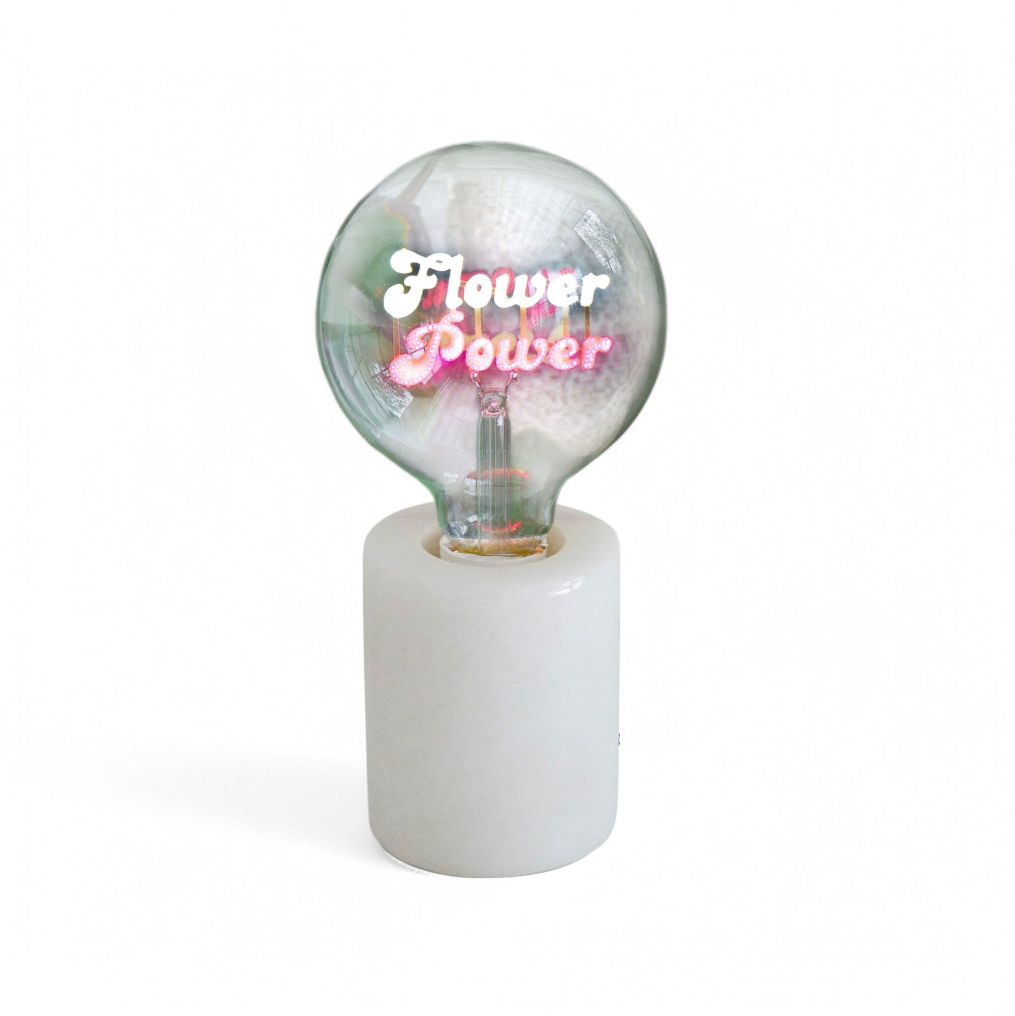 Flower Power Text Bulb & Table Lamp - Screw Down