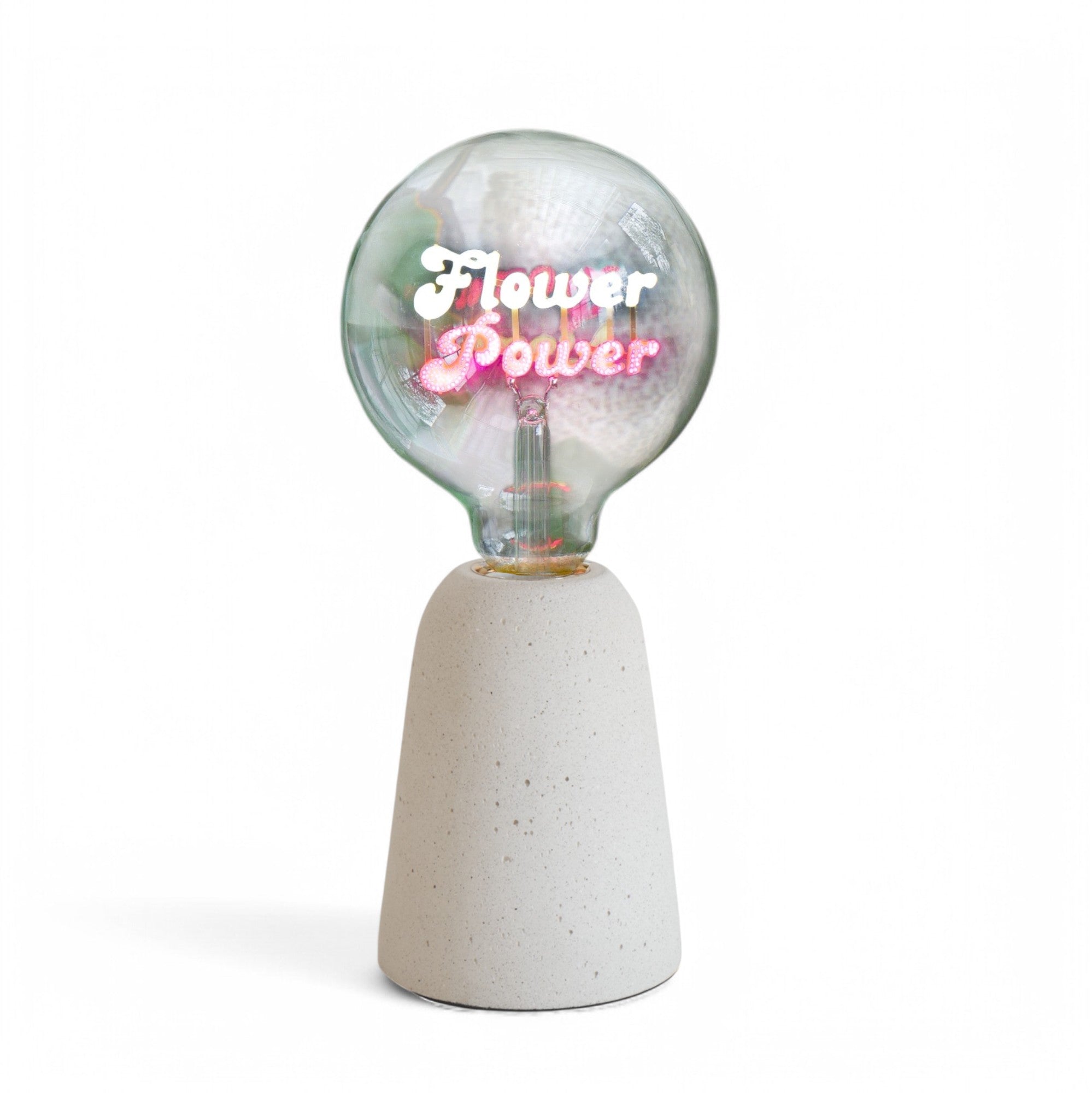 Flower Power Text Bulb & Table Lamp - Screw Down