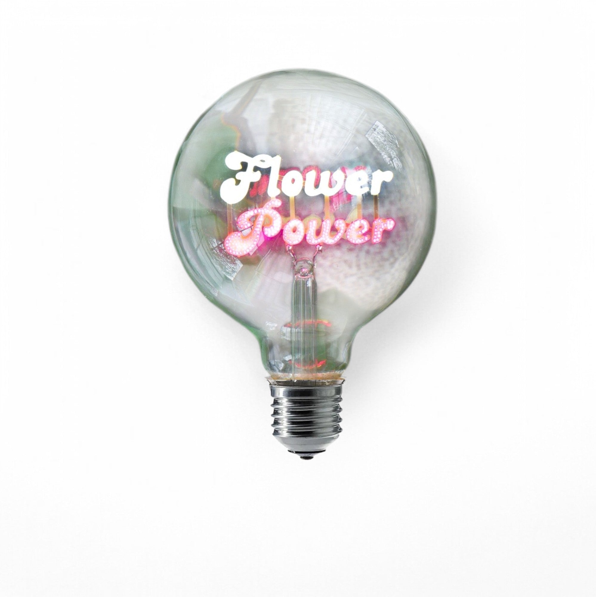 Flower Power Text Bulb & Table Lamp - Screw Down