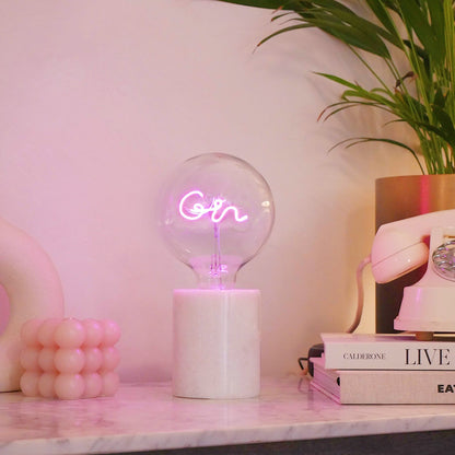 Gin Pink Text Bulb & Table Lamp - Screw Down