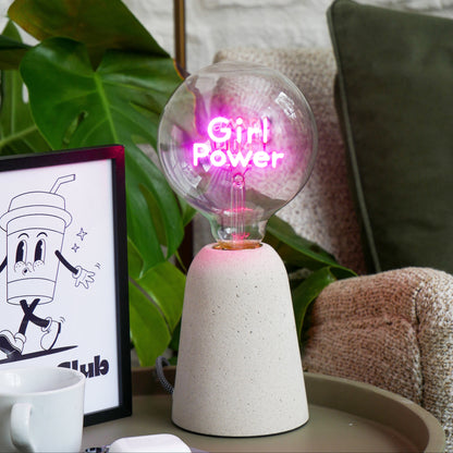 Girl Power Text Bulb & Table Lamp - Screw Down