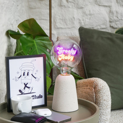 Groovy Baby Text Bulb & Table Lamp - Screw Down