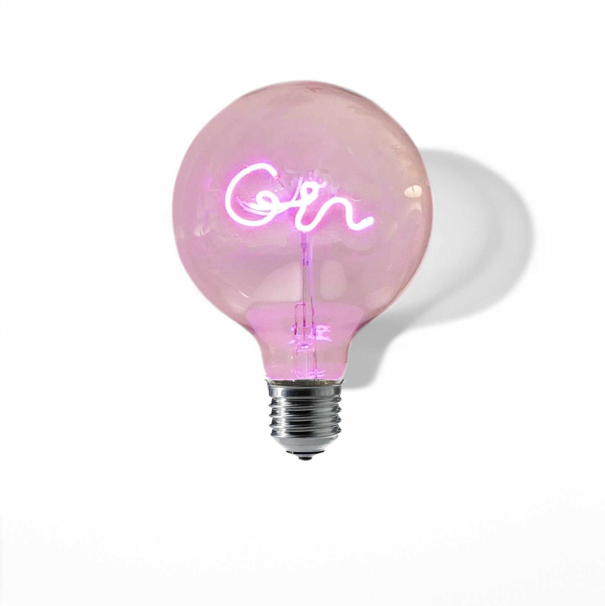 Gin Pink Text Bulb & Table Lamp - Screw Down