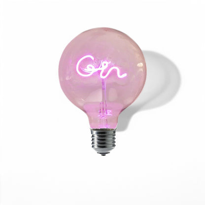 Gin Pink Text Bulb & Table Lamp - Screw Down