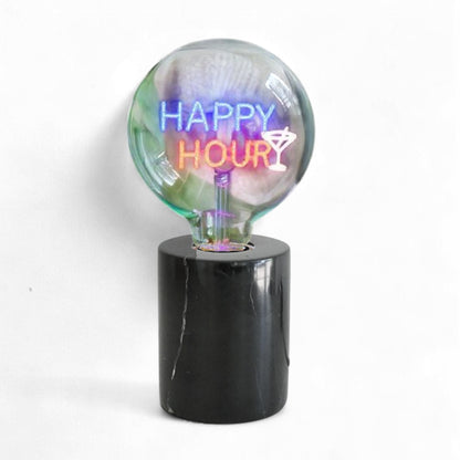 Happy Hour Text Bulb & Table Lamp - Screw Down