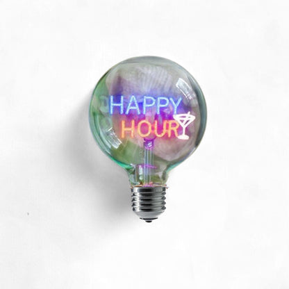 Happy Hour Text Bulb & Table Lamp - Screw Down