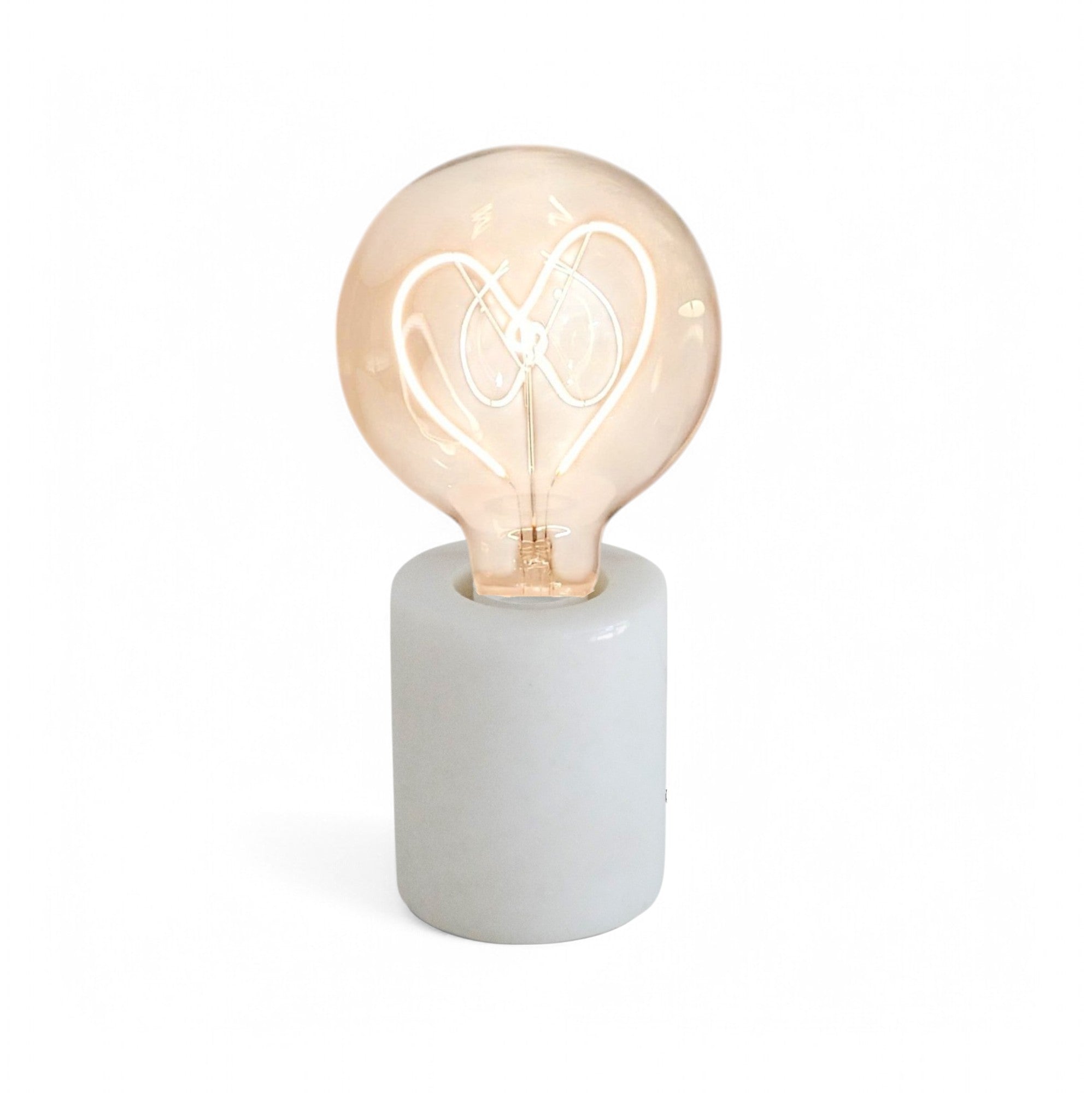 Heart Shape White Bulb & Table Lamp - Screw Down