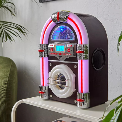 Jive Rock Sixty Mini Jukebox & Bluetooth Speaker - Dark Wood