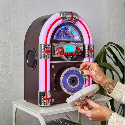 Jive Rock Sixty Mini Jukebox & Bluetooth Speaker - Dark Wood