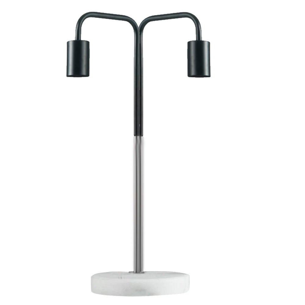 Doubled Headed Silver & Black Desk Lamp