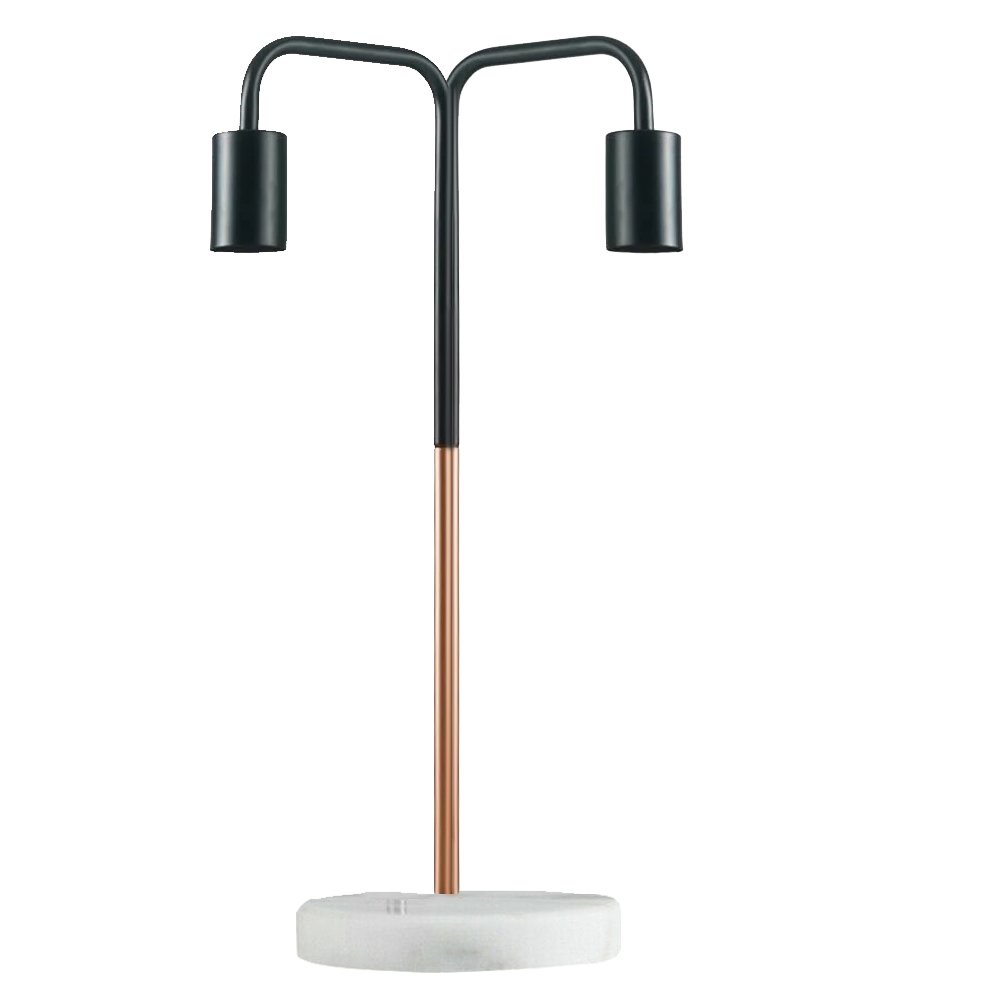 Doubled Headed Copper & Black Desk Lamp