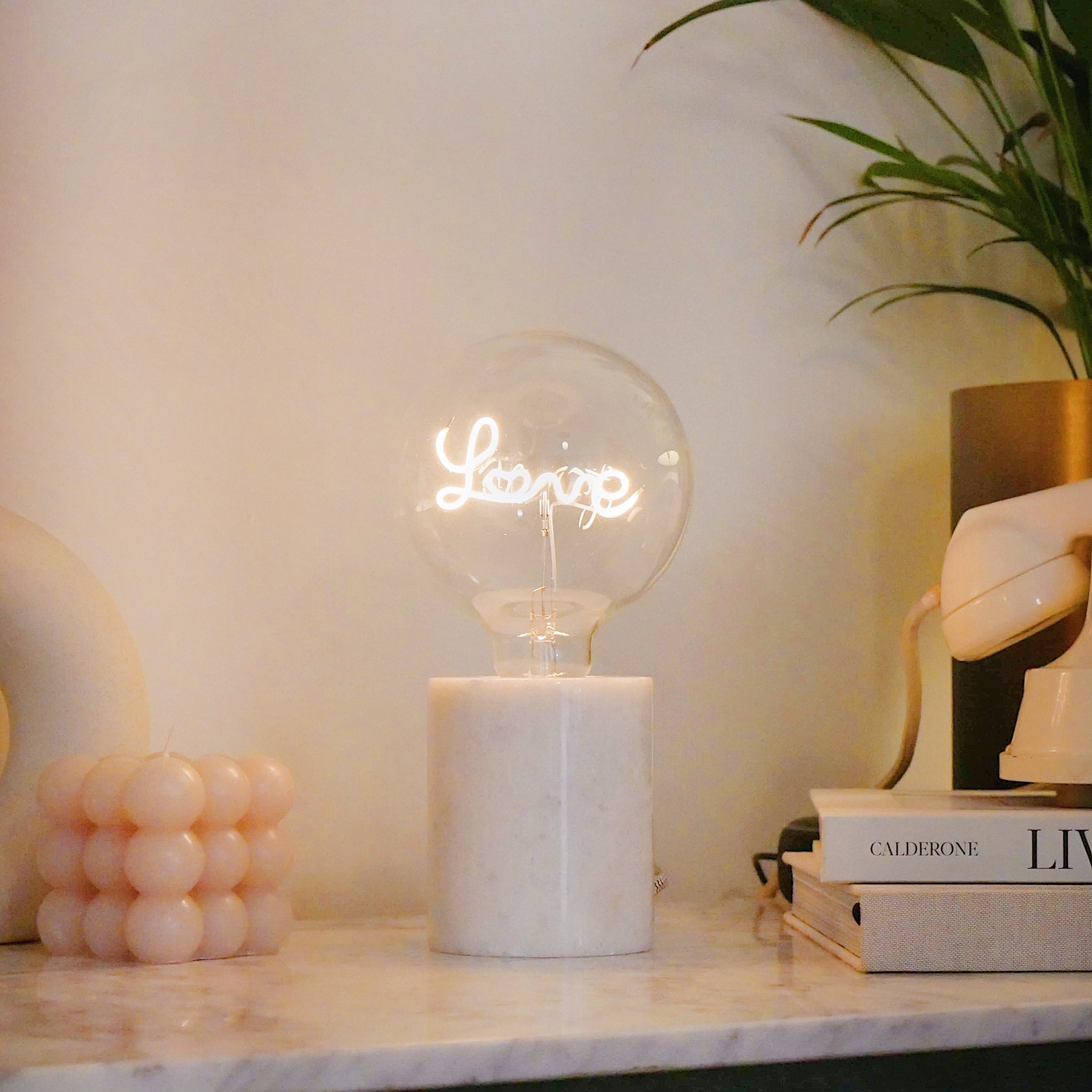 Love White Text Bulb & Desk Lamp - Screw Down