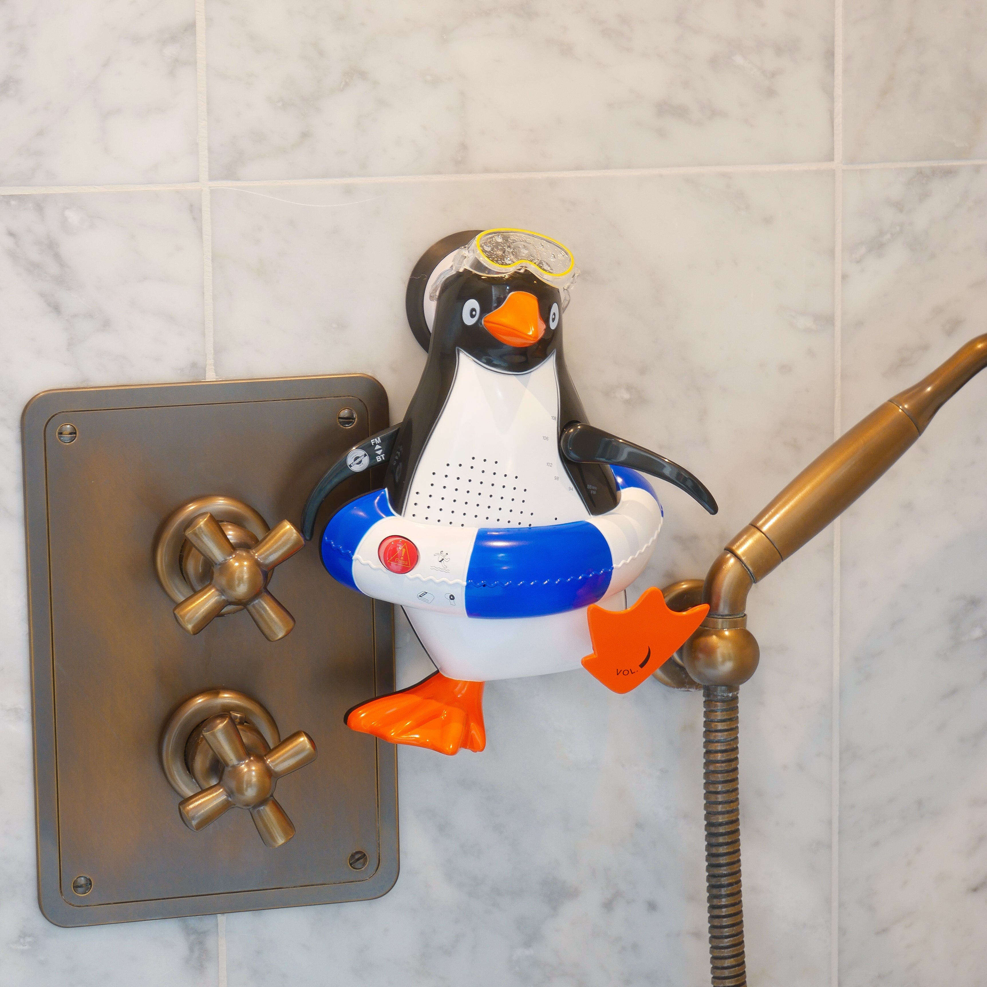 Penguin Shower Radio And Bluetooth Speaker- Blue