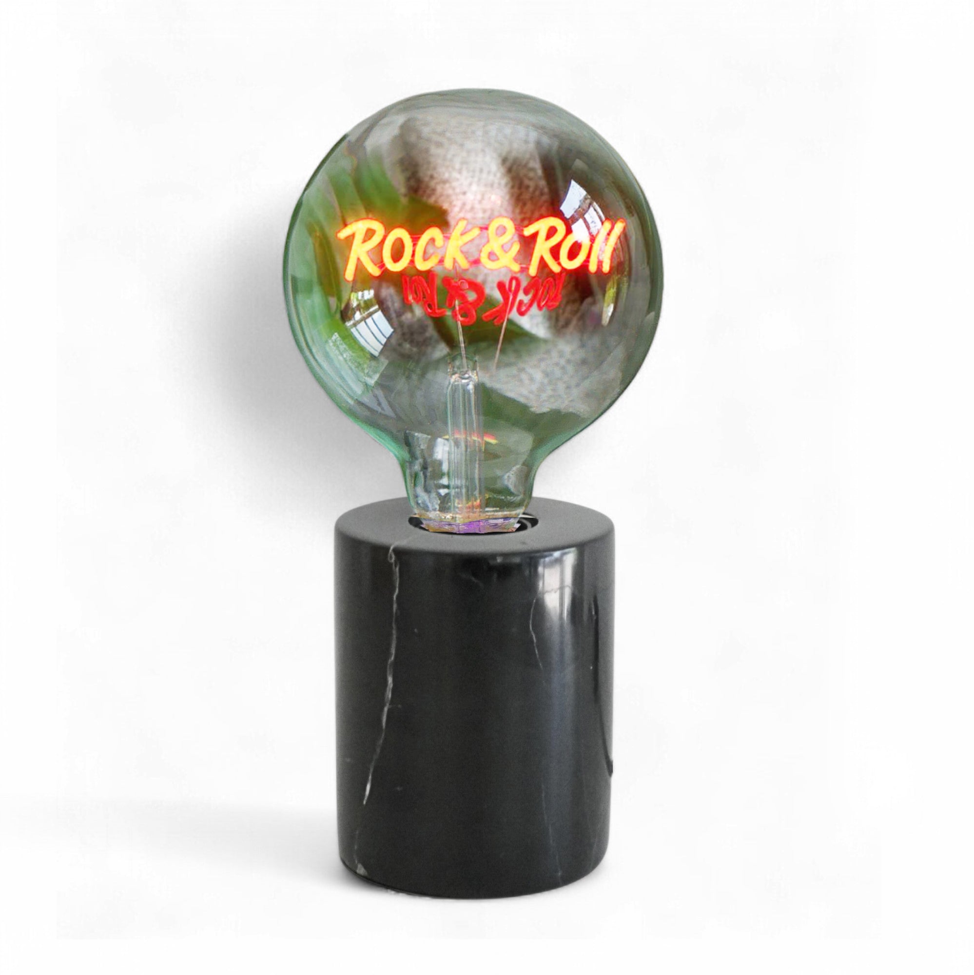 Rock & Roll Text Bulb & Table Lamp - Screw Down