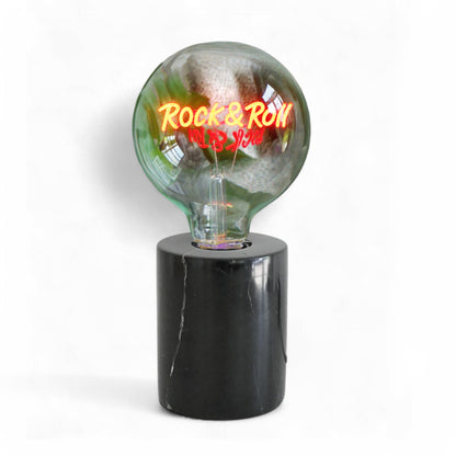 Rock & Roll Text Bulb & Table Lamp - Screw Down