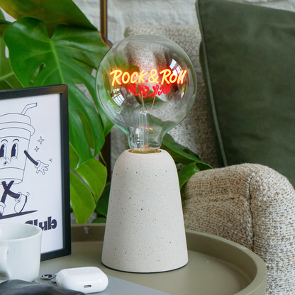 Rock & Roll Text Bulb & Table Lamp - Screw Down