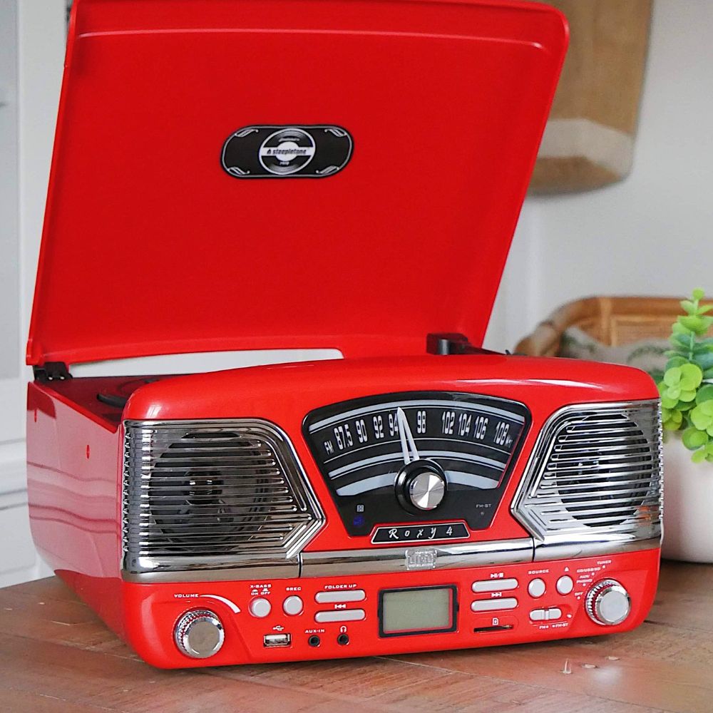 Roxy 4 BT Retro Record Player -Red