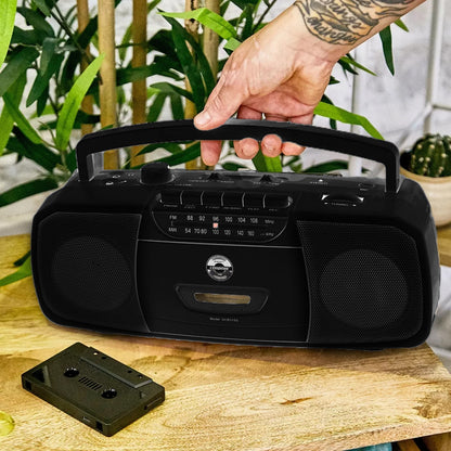 SCR315s Stereo Portable Cassette Player FM Radio Black