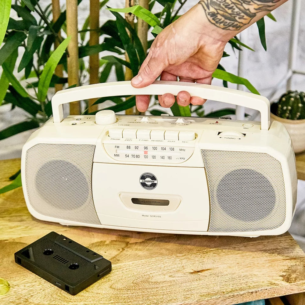 SCR315s Stereo Portable Cassette Player & FM Radio - Cream