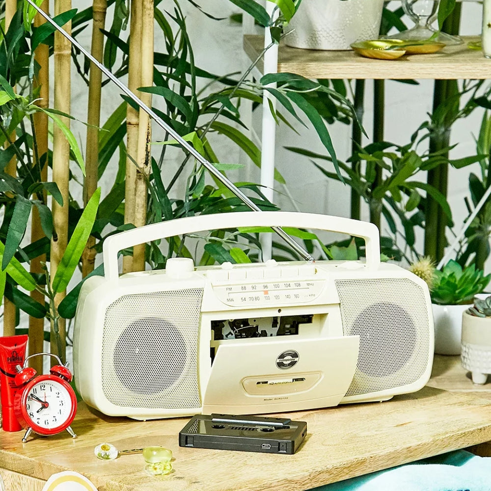 SCR315s Stereo Portable Cassette Player & FM Radio - Cream