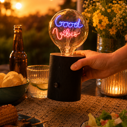 Wooden Rechargable Table Lamp - Black Wood