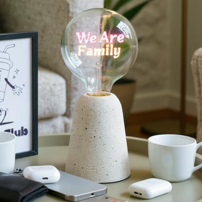 We Are Family Text Bulb & Table Lamp - Screw Down