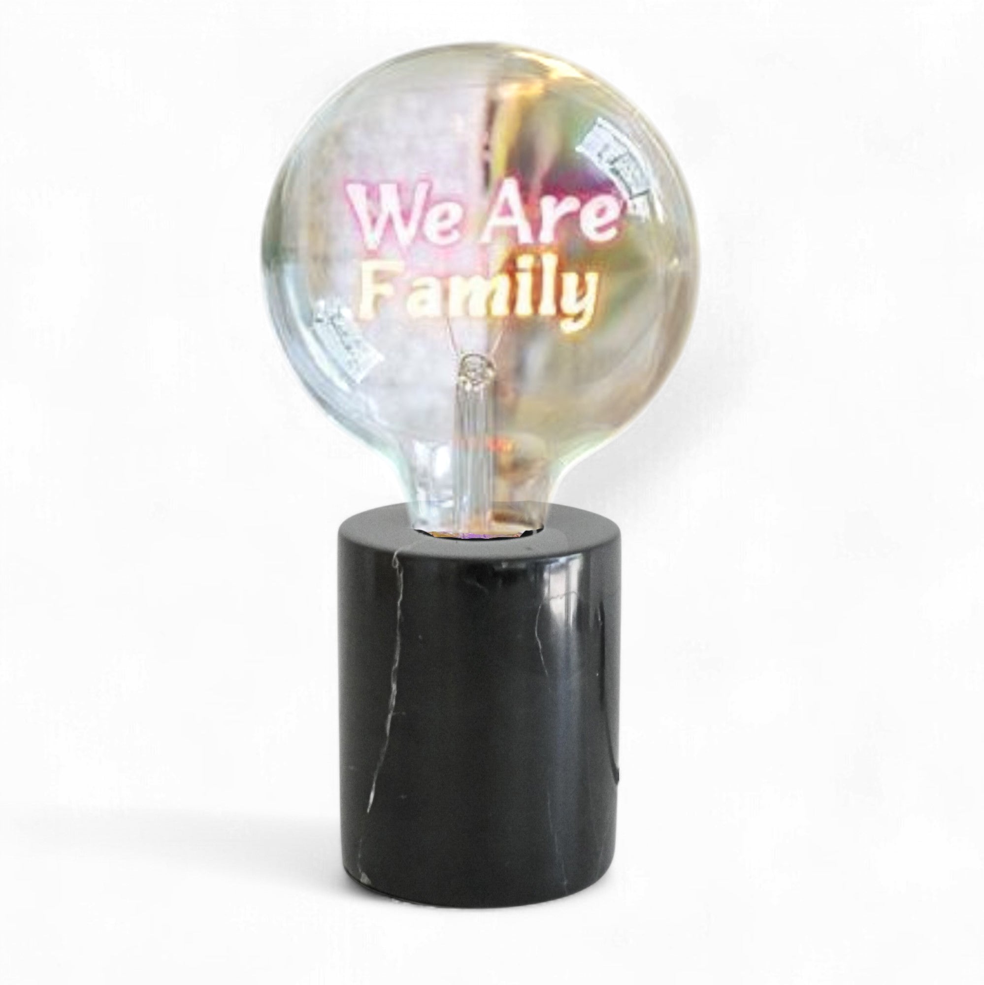 We Are Family Text Bulb & Table Lamp - Screw Down