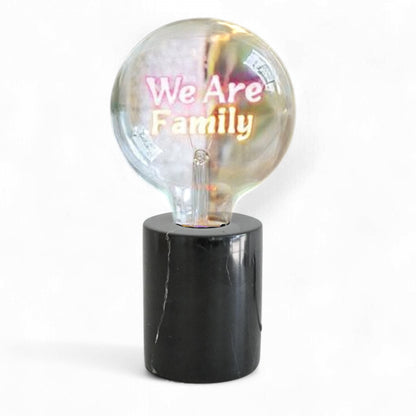 We Are Family Text Bulb & Table Lamp - Screw Down