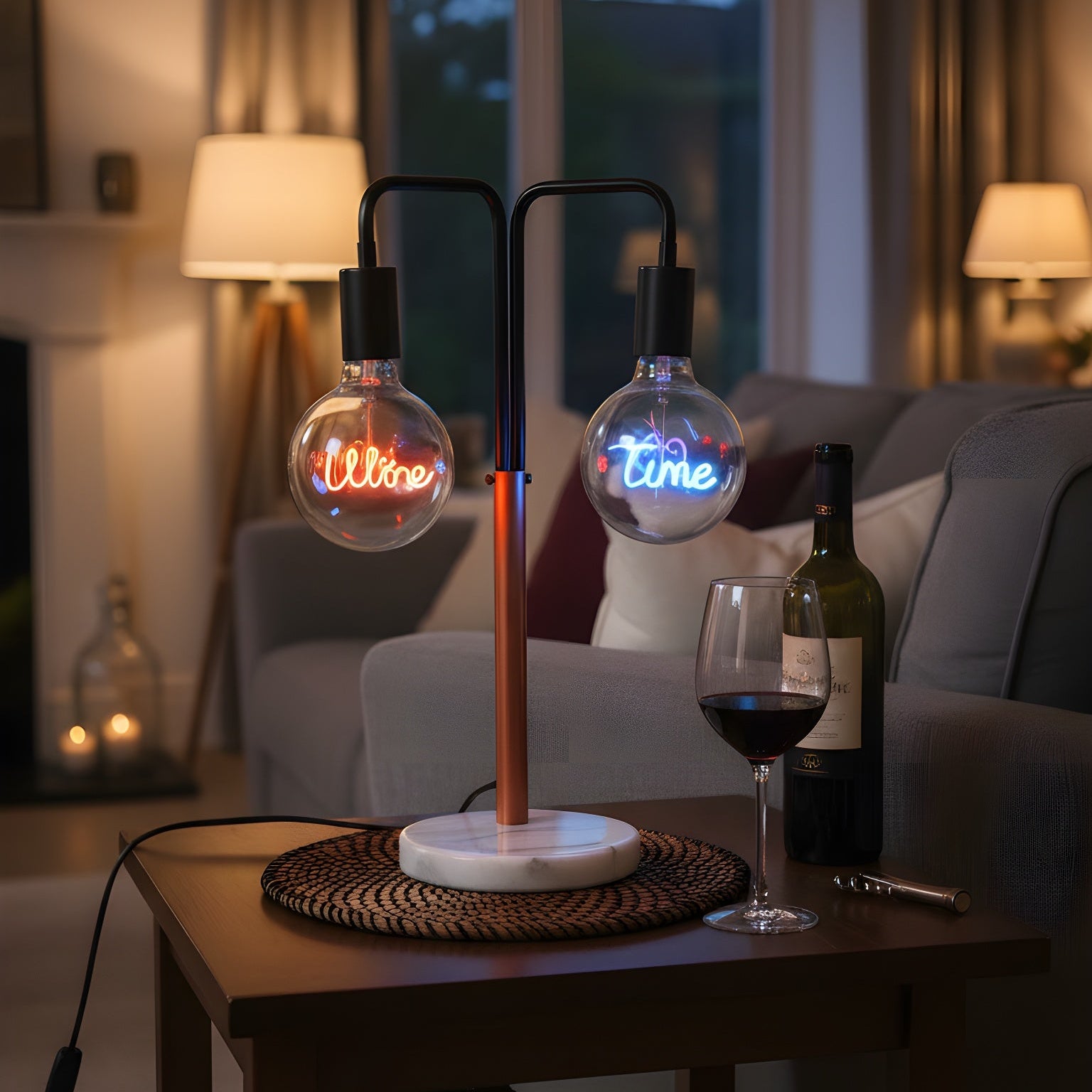 Wine Time LED Neon Bulb & Lamp Set