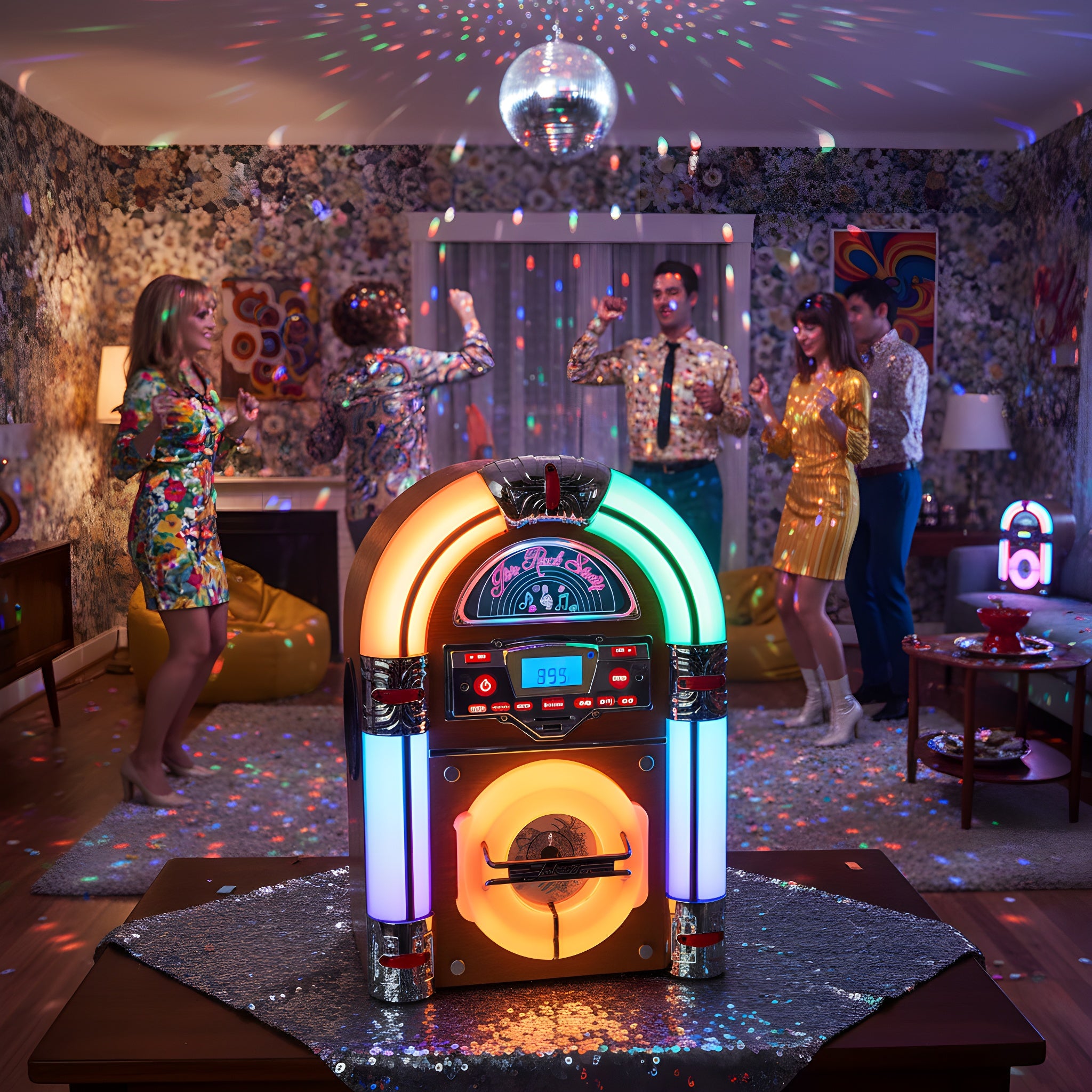 Jive Rock Sixty Mini Jukebox & Bluetooth Speaker - Light Wood