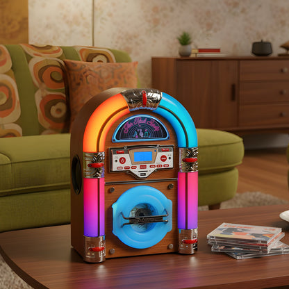 Jive Rock Sixty Mini Jukebox & Bluetooth Speaker - Light Wood