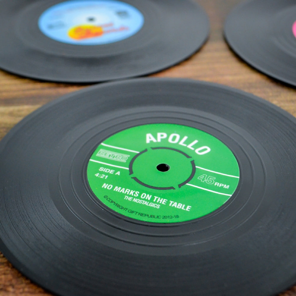 Vinyl Record Coasters – Set of 6 Retro Drink Coasters