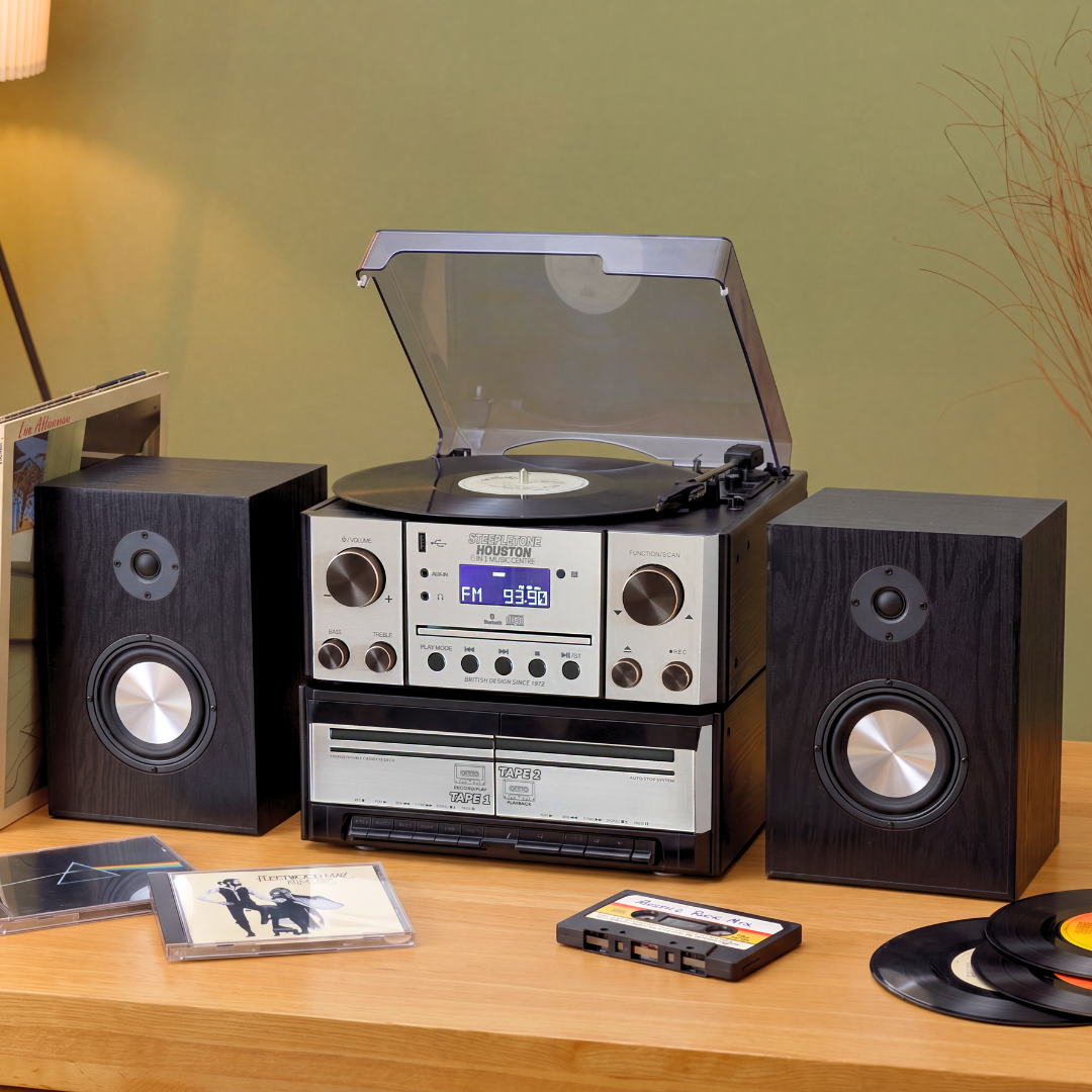 Houston XP Silver & Black Wood 6 in 1 Music Centre