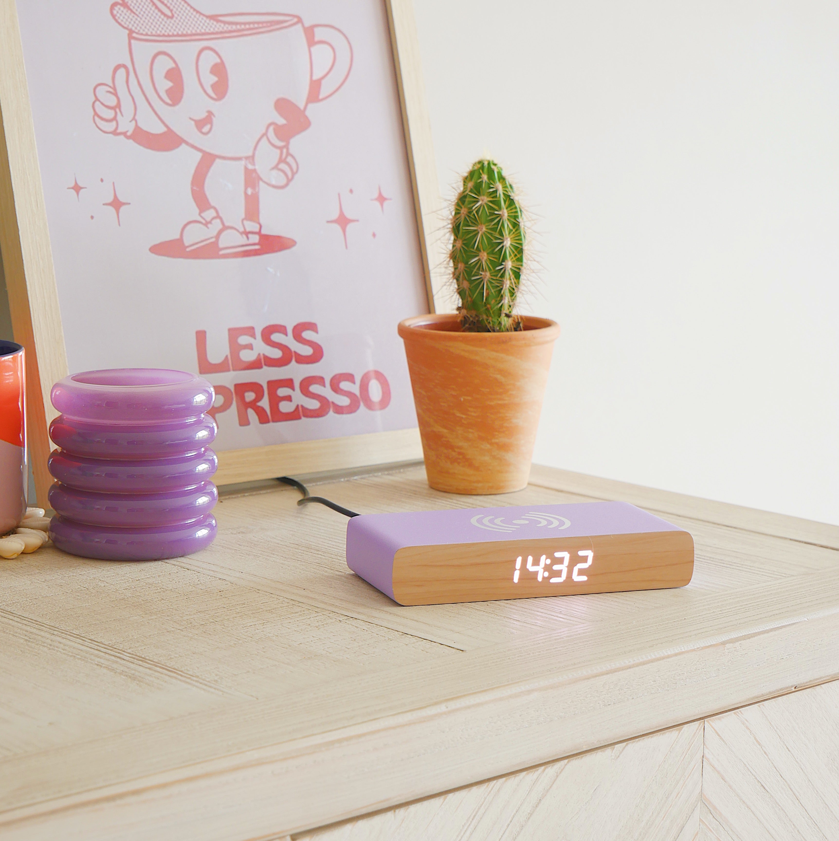 Rise Charge Wireless Phone Charger & Alarm Clock - Pruple