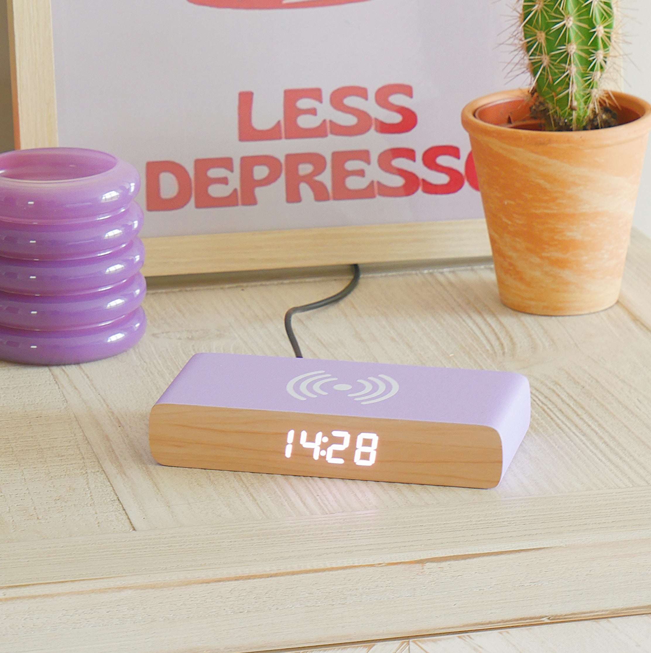 Rise Charge Wireless Phone Charger & Alarm Clock - Pruple