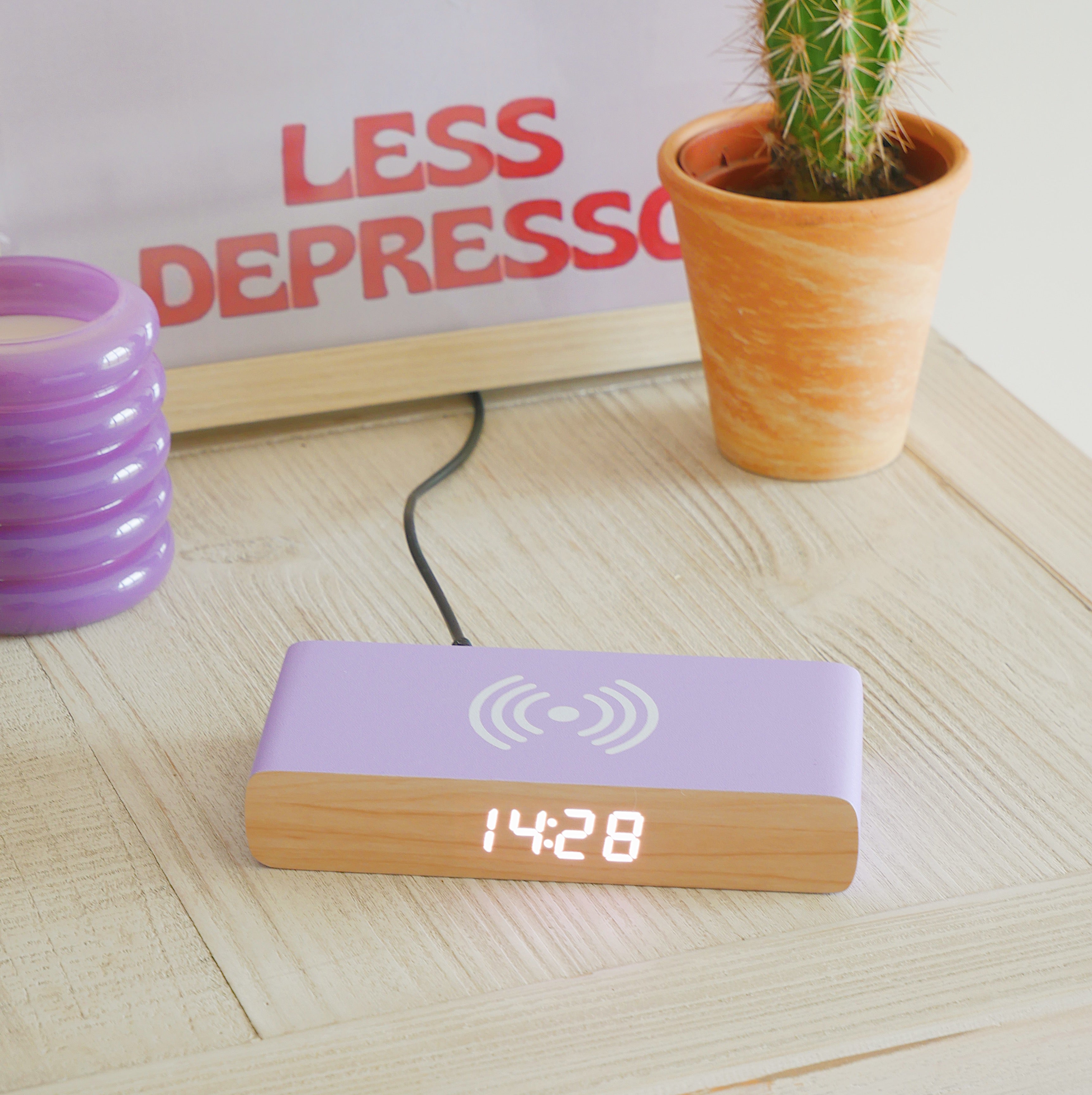 Rise Charge Wireless Phone Charger & Alarm Clock - Pruple