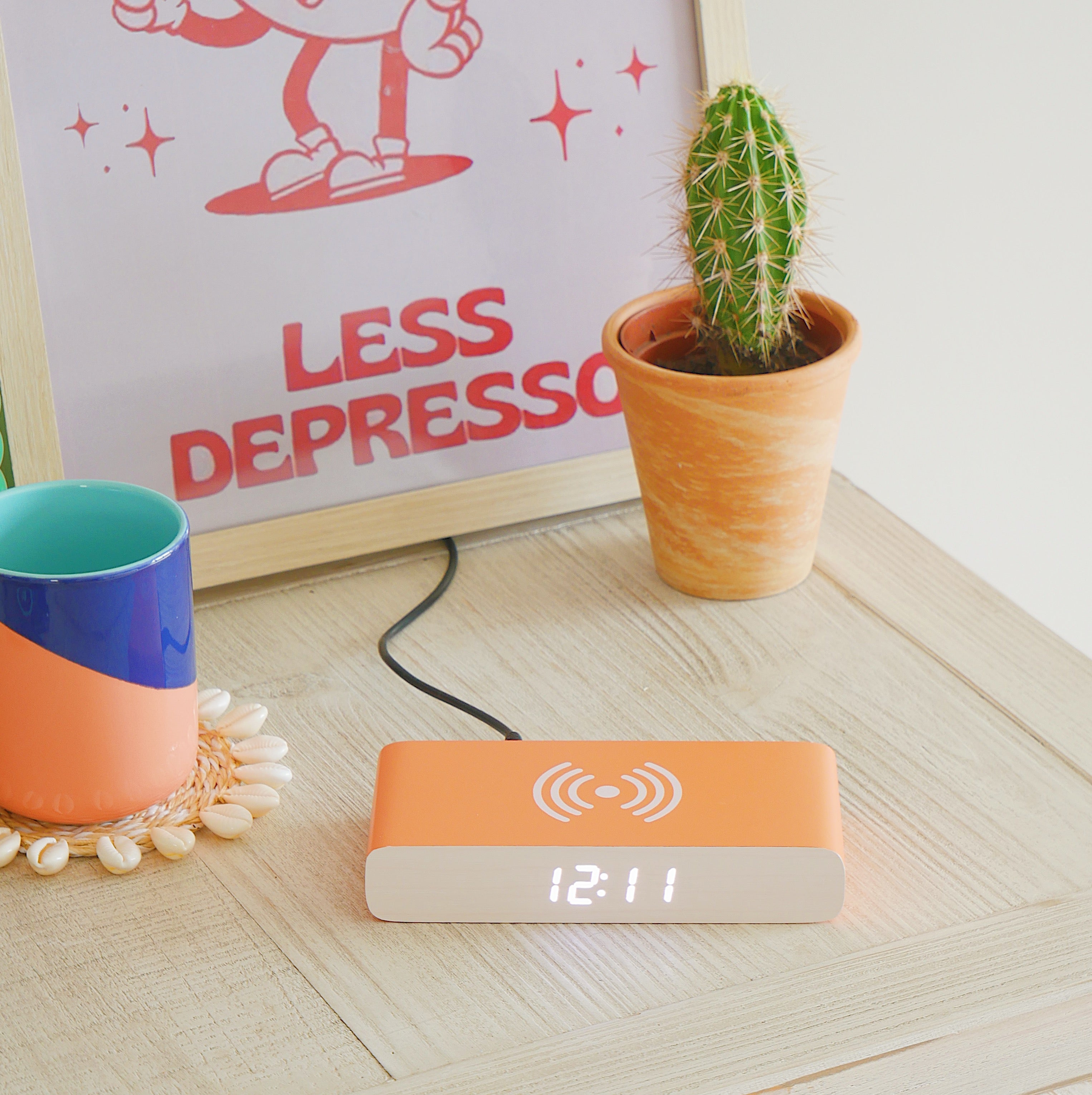 Rise Charge Wireless Phone Charger & Alarm Clock - Orange