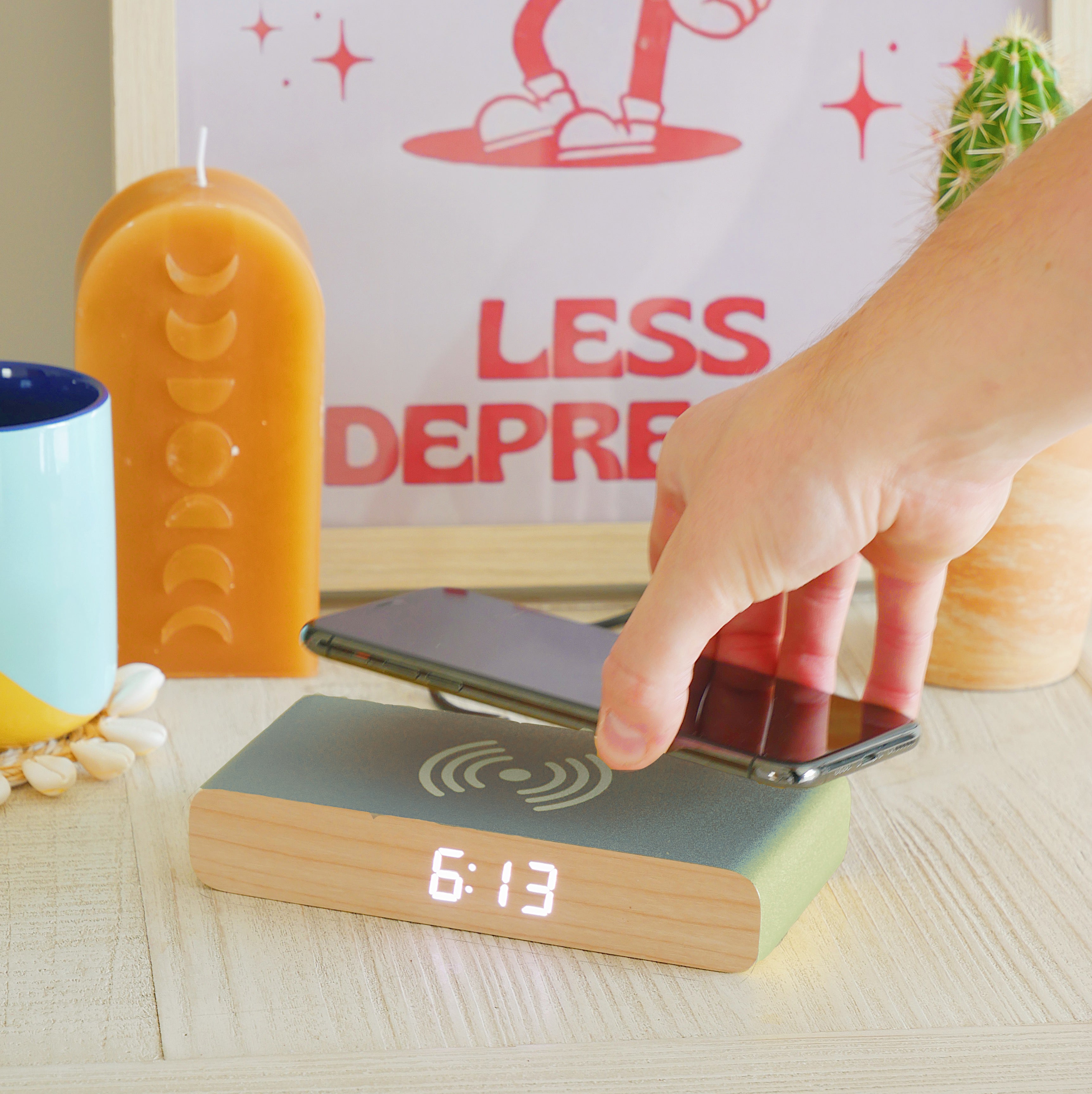 Rise Charge Wireless Phone Charger & Alarm Clock - Grey