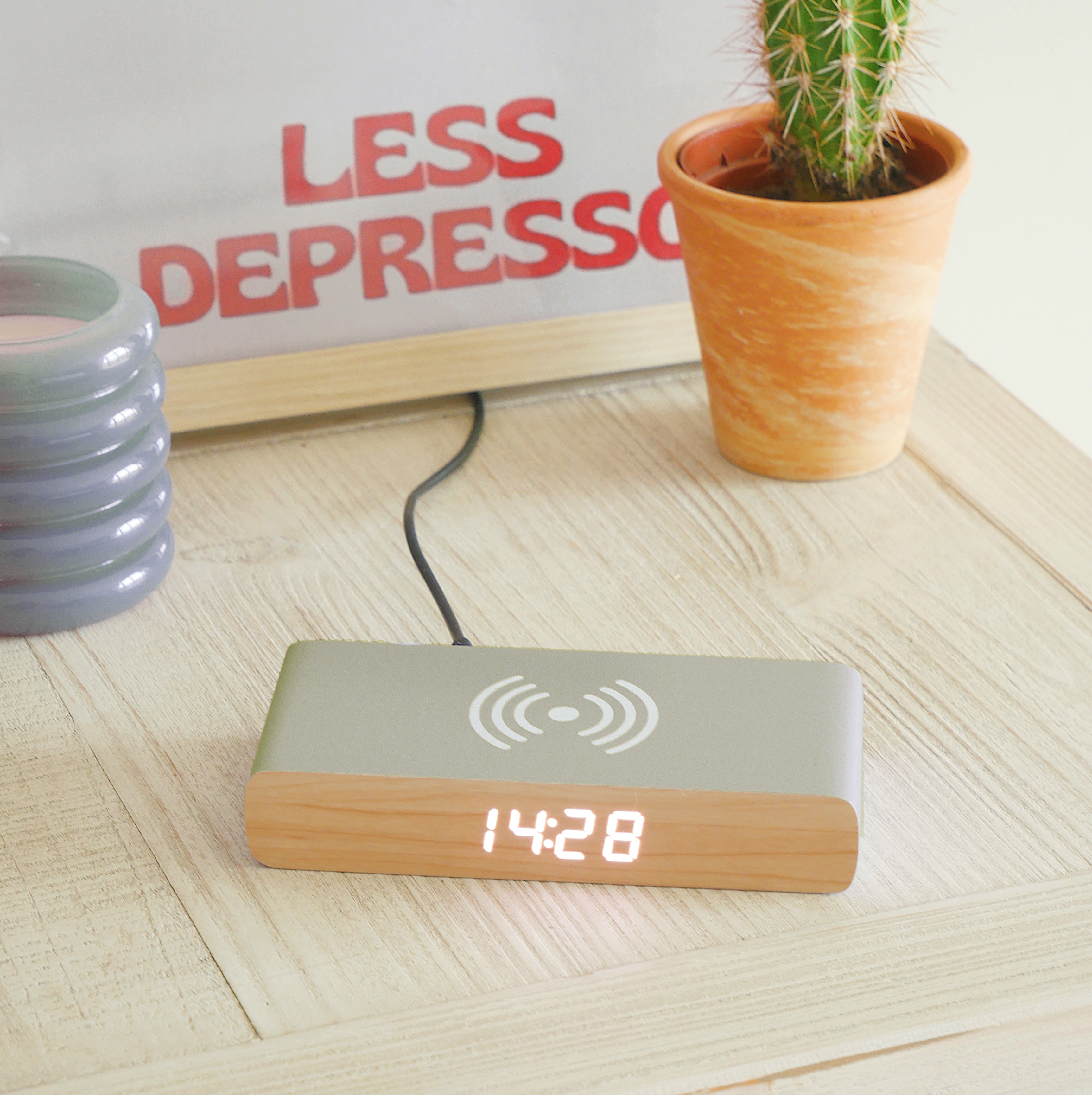 Rise Charge Wireless Phone Charger & Alarm Clock - Grey
