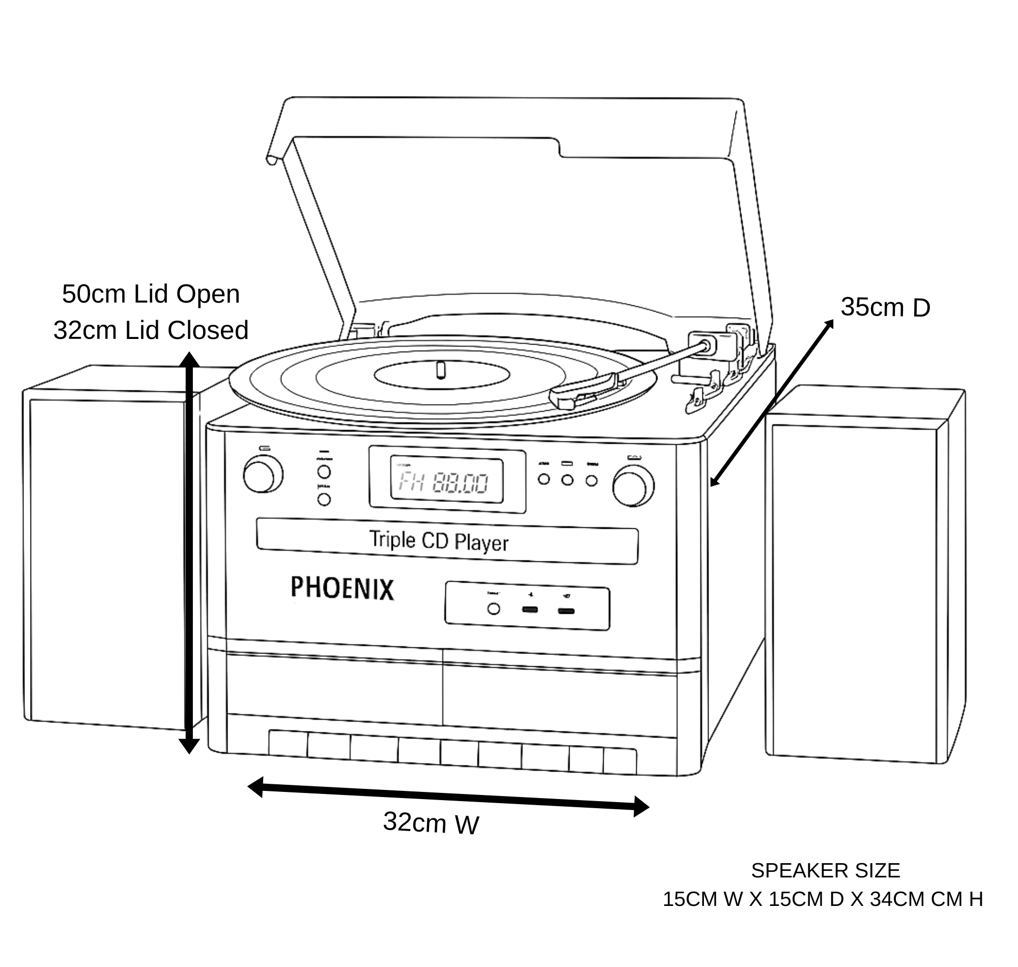 Phoenix High Power 6 in 1 Music Centre