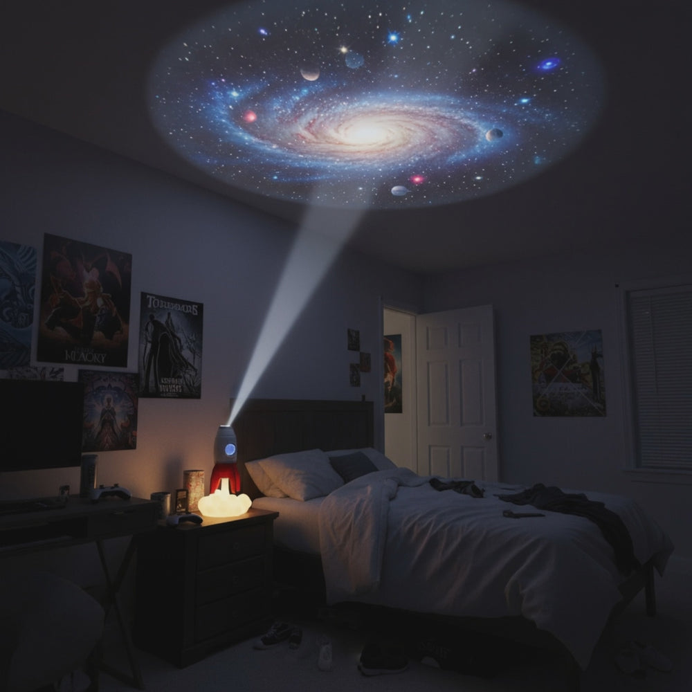 Rocket 3-in-1 Bedside Light, Digital Clock & Ceiling Projector ...