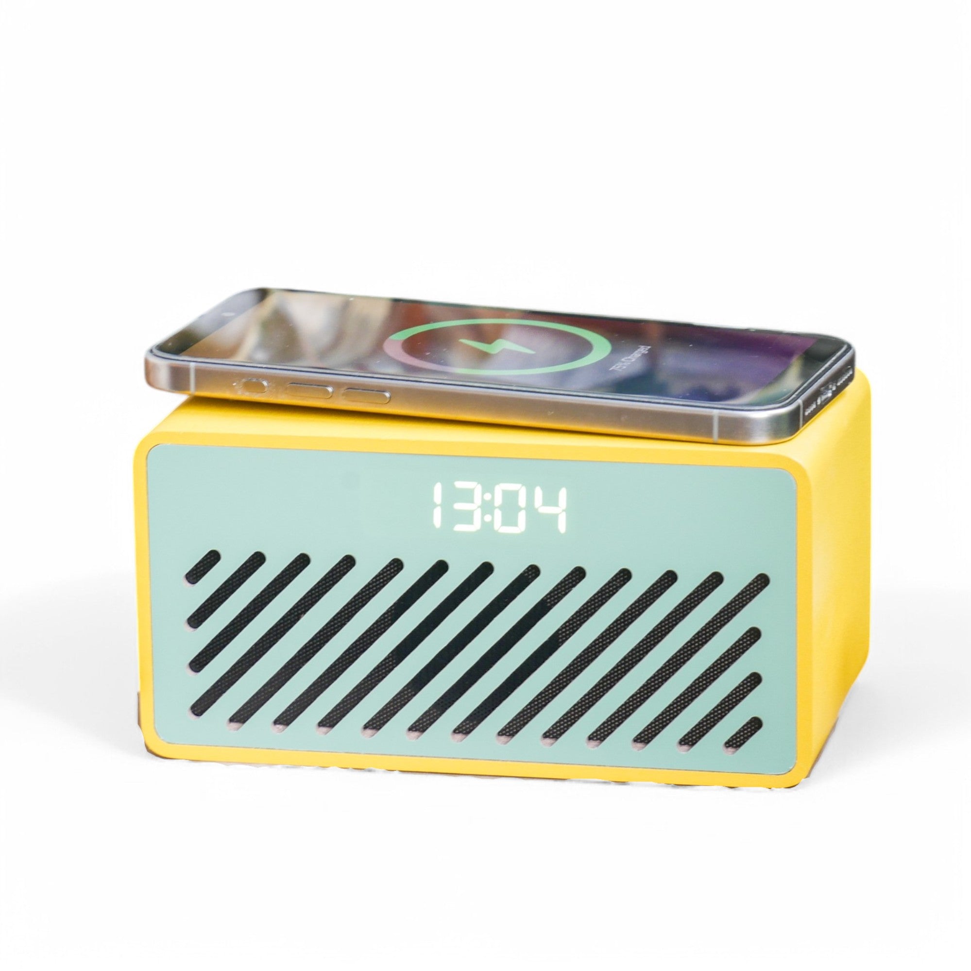 Rise Mix Wireless Phone Charger, Bluetooth Speaker & Alarm Clock - Yellow Green